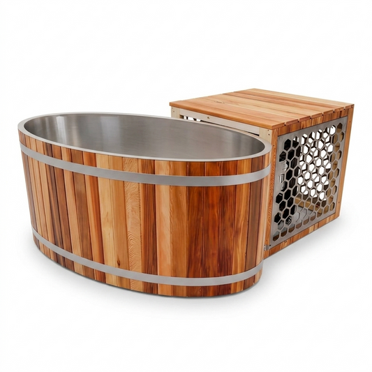 UnleashRep Western Red Cedar Oval Cold Plunge Tub with Chiller