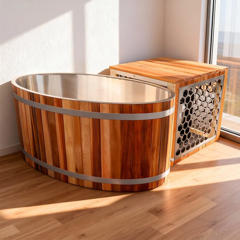 UnleashRep Western Red Cedar Oval Cold Plunge Tub with Chiller