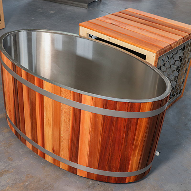 UnleashRep Western Red Cedar Oval Cold Plunge Tub with Chiller